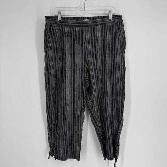 Habitat pants womens large L gray black linen high rise crop relaxed beachy - Picture 1 of 6
